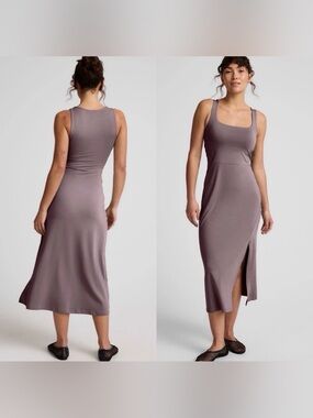 Beyond Yoga Square-Neck Midi Body con Dress NWT